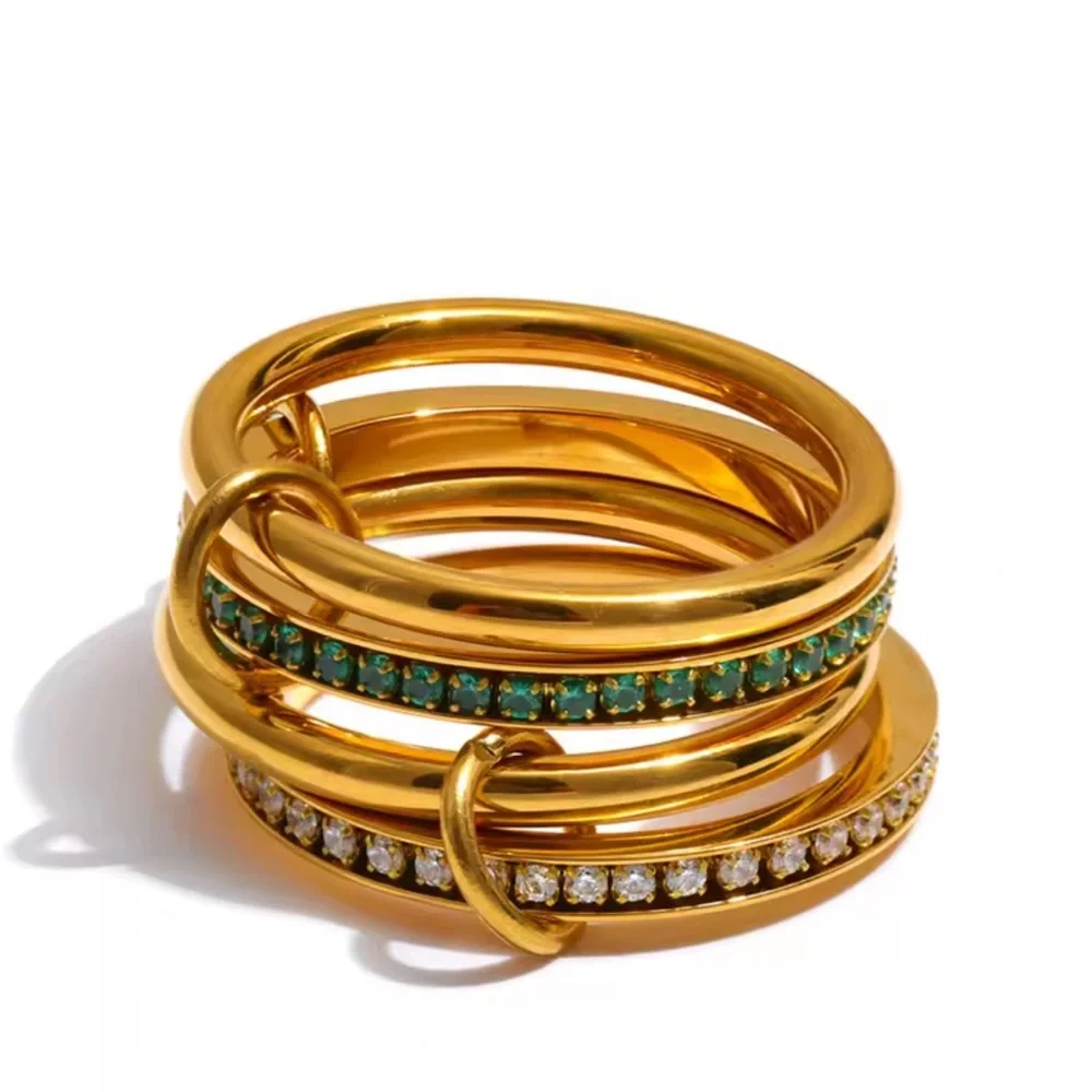 Layered Stacked Ring 18K Golden Plated Stainless Steel SIZE 8 - Picture 8 of 14